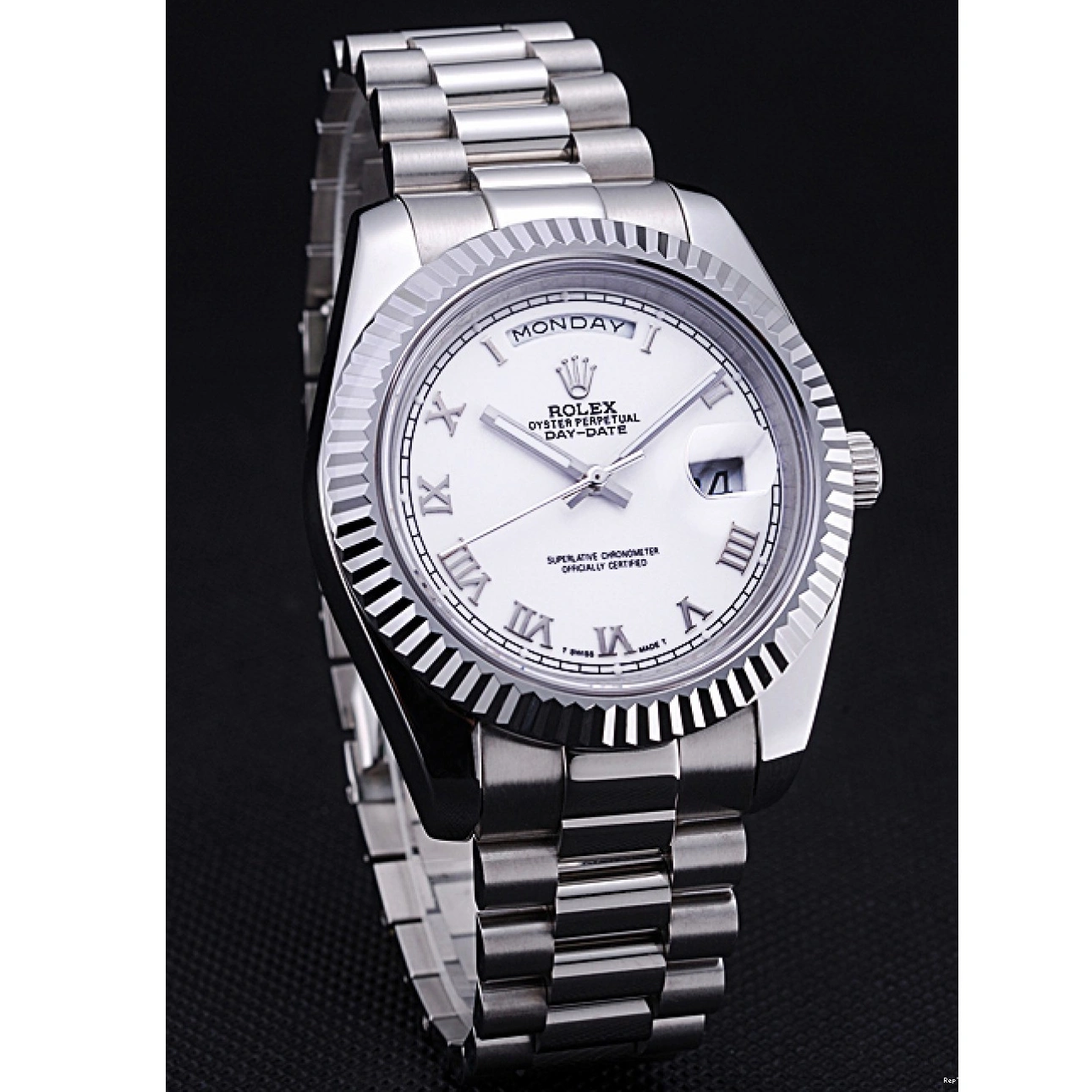 RepTime Watches 0430 Rolex Day-Date White Dial Stainless Steel Bracelet 622547